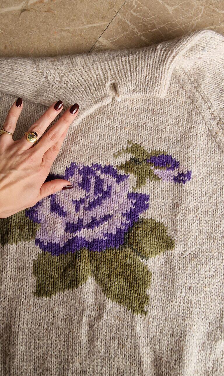 Maglione handamade lana rosa lilla - immagine 6