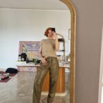 Vintage olive leather pants