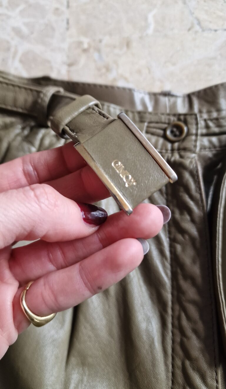 Vintage olive leather pants - immagine 7
