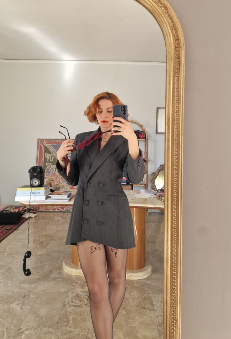 Giacca vintage doppiopetto con plissettatura