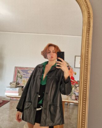 Giacca in vera pelle nera
