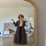 Trench coat vintage artigianale in vera pelle testa di moro tg40/42