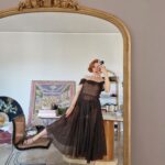 Autentico abito vintage anni 50 in Organza di seta chocolate