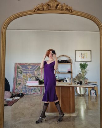 Abito vintage Sartoriale in Pura Seta Viola