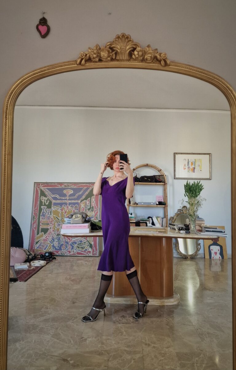 Abito vintage Sartoriale in Pura Seta Viola