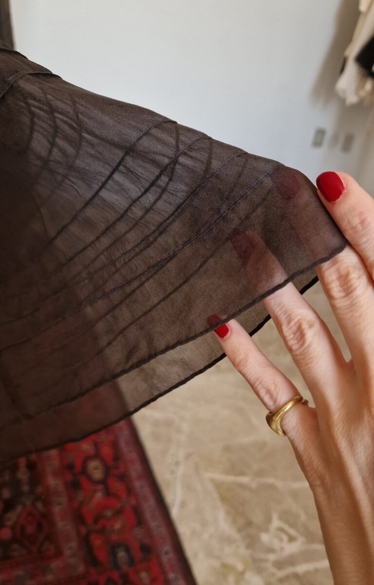 Autentico abito vintage anni 50 in Organza di seta chocolate - immagine 14