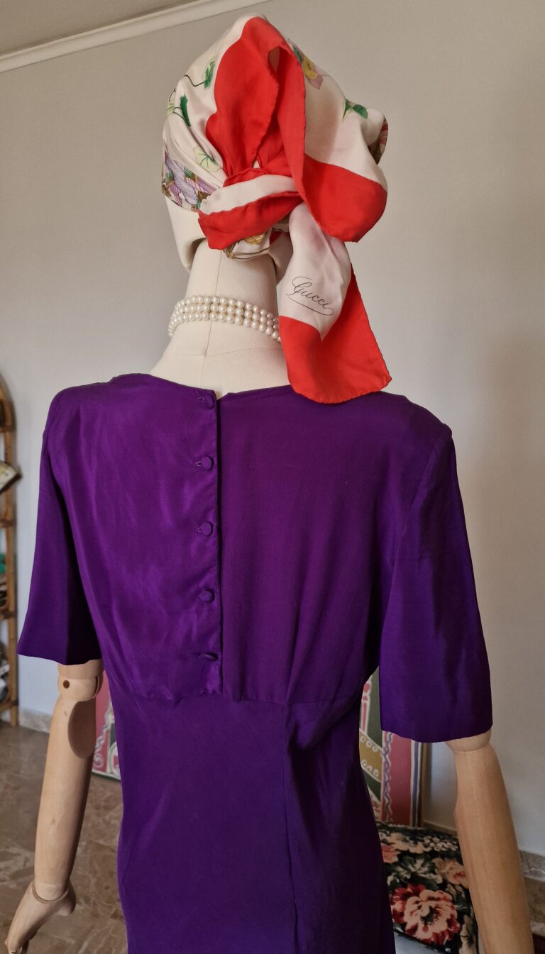 Abito vintage Sartoriale in Pura Seta Viola - immagine 11