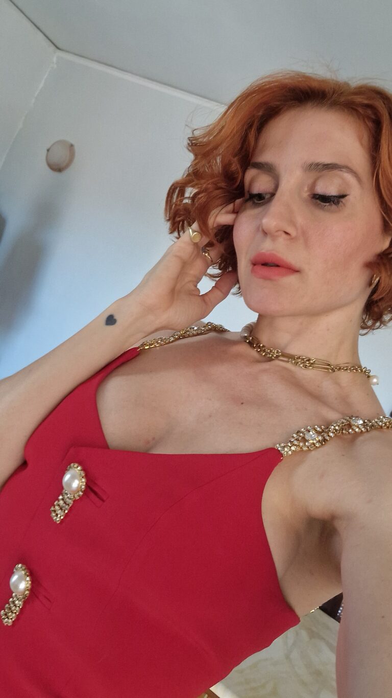 Gai Mattiolo Couture vintage abito gioiello cady di seta rosso - immagine 10