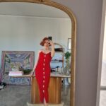 Gai Mattiolo Couture vintage abito gioiello cady di seta rosso