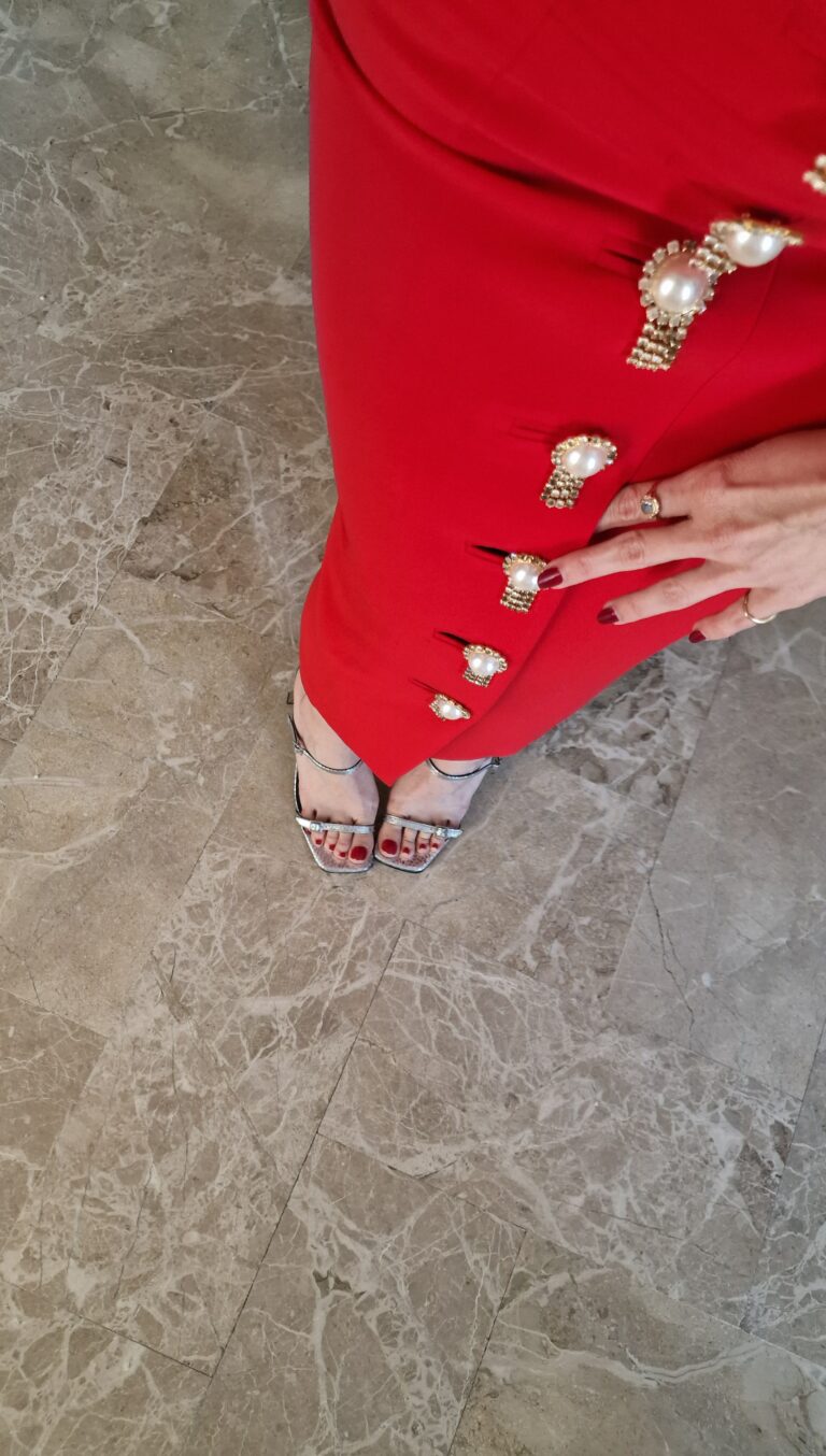 Gai Mattiolo Couture vintage abito gioiello cady di seta rosso - immagine 9