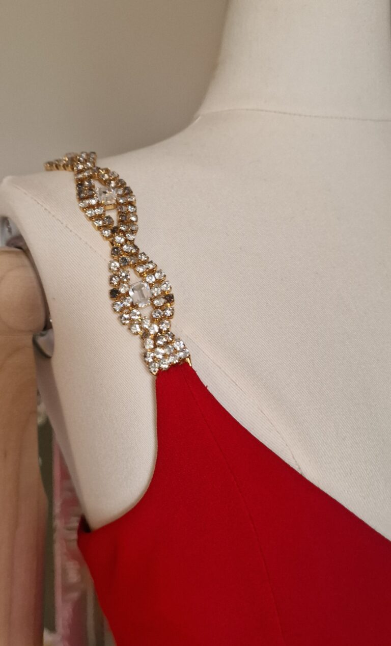 Gai Mattiolo Couture vintage abito gioiello cady di seta rosso - immagine 14