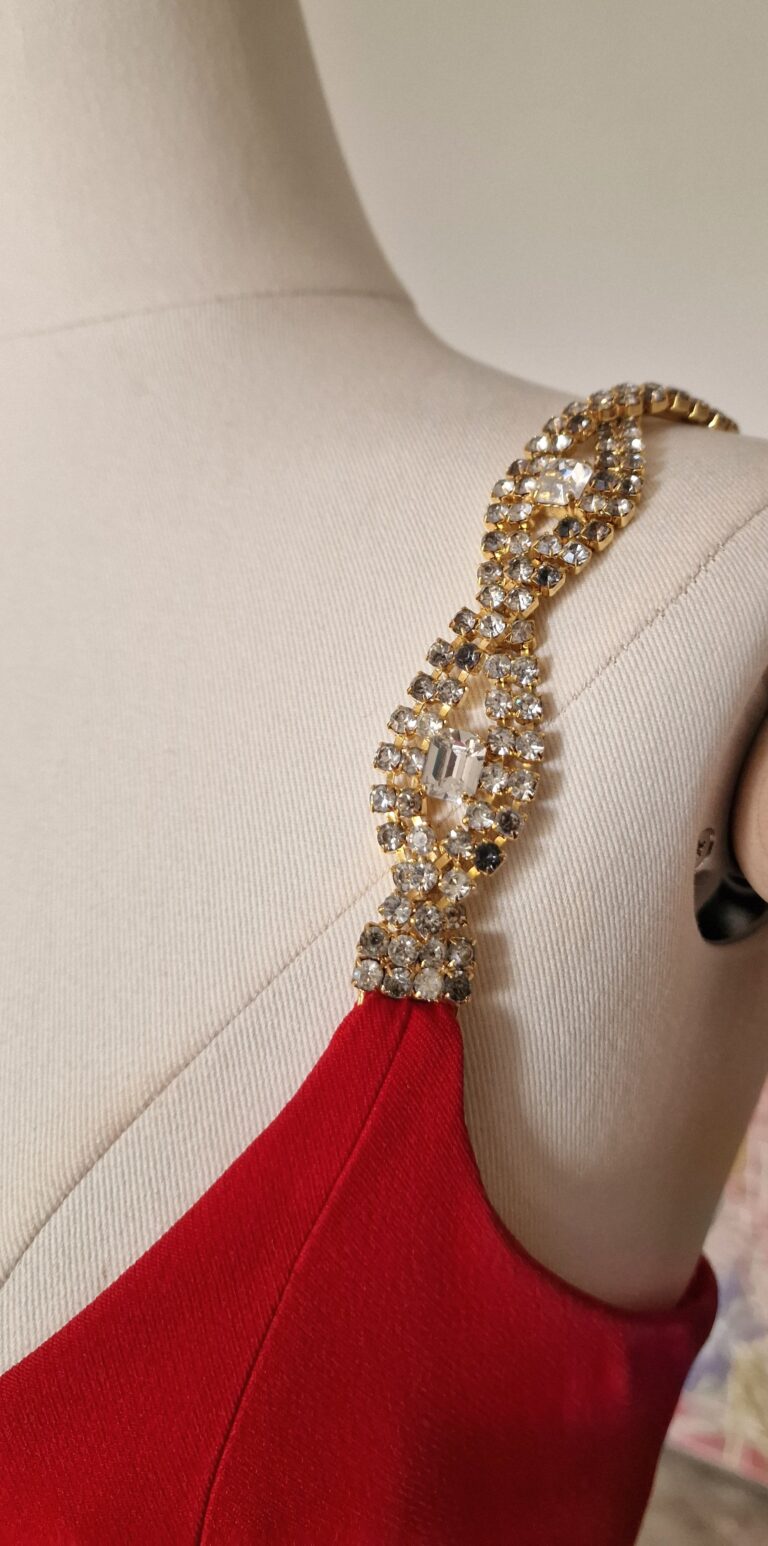 Gai Mattiolo Couture vintage abito gioiello cady di seta rosso - immagine 15
