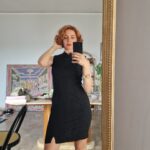 Abito Qipao nero in cotone damascato