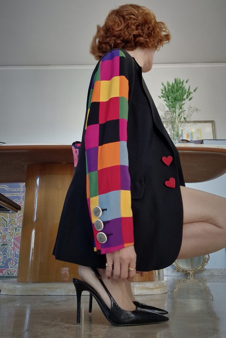 Moschino Couture vintage jacket d'archivio manica Patchwork 1989 - immagine 7