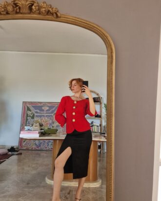 Moschino Couture vintage Red jacket bottoni gioiello