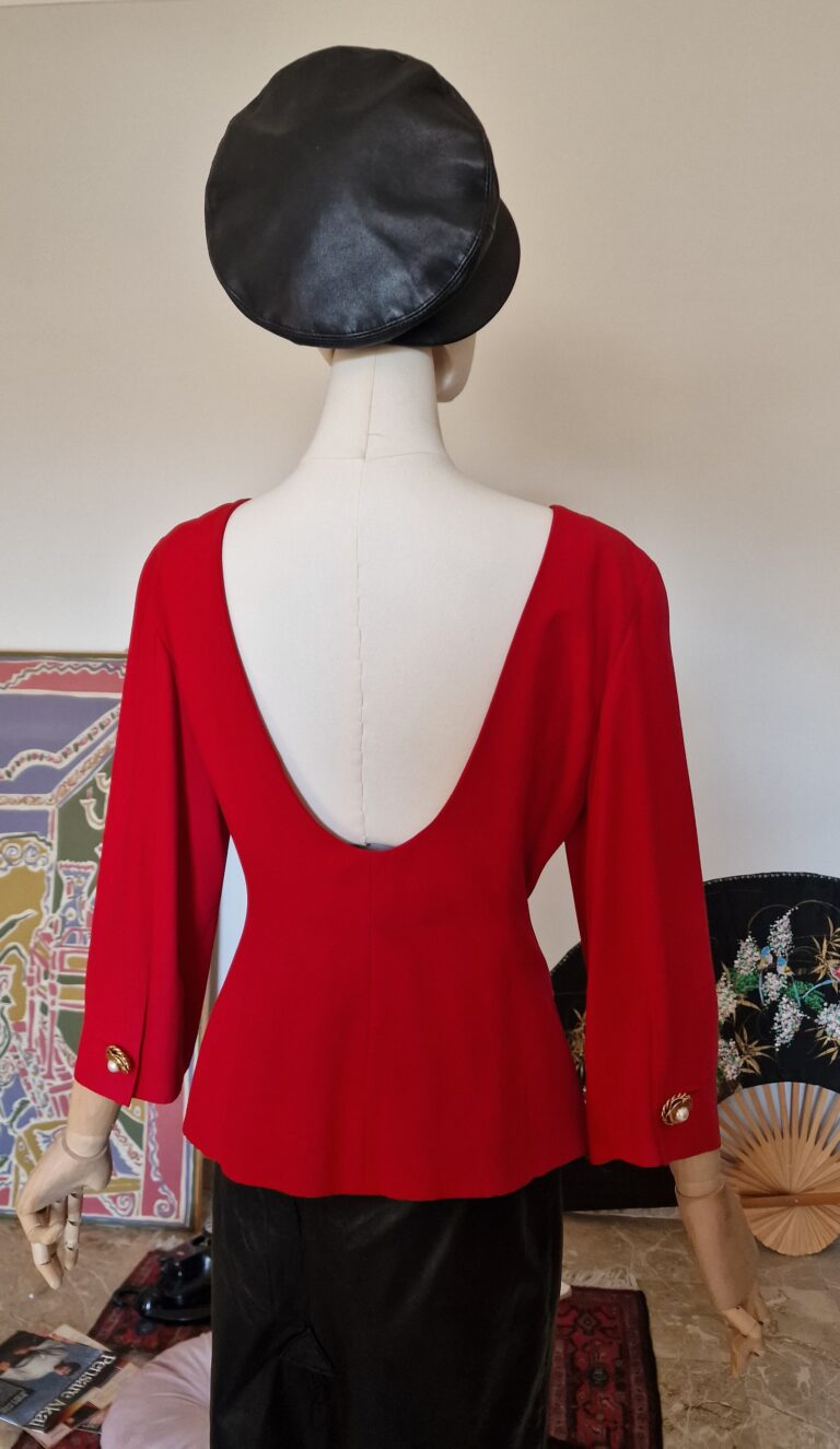 Moschino Couture vintage Red jacket bottoni gioiello - immagine 8