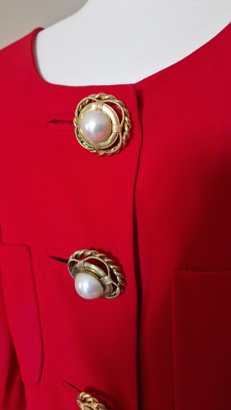 Moschino Couture vintage Red jacket bottoni gioiello - immagine 7