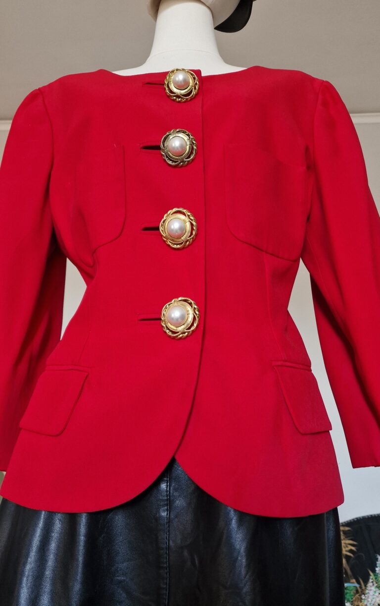 Moschino Couture vintage Red jacket bottoni gioiello - immagine 6