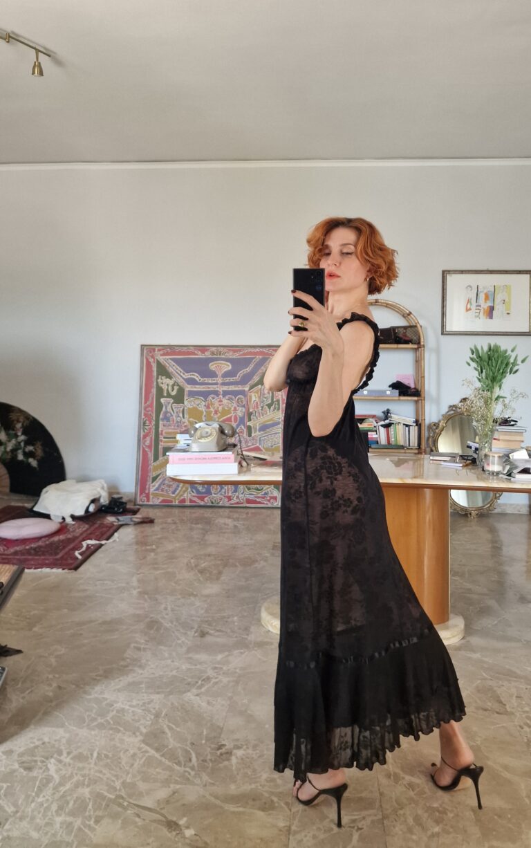 Abito sottoveste vintage ma nuovo di Joelle by La Perla nero - immagine 4