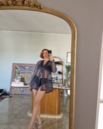 Camicia Vintage Organza di Pura Seta grigia