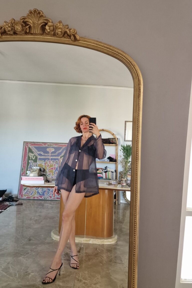 Camicia Vintage Organza di Pura Seta grigia