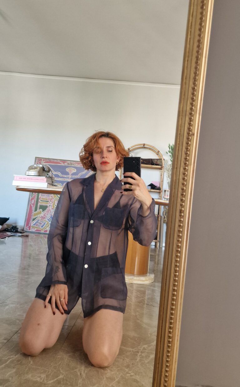 Camicia Vintage Organza di Pura Seta grigia - immagine 5