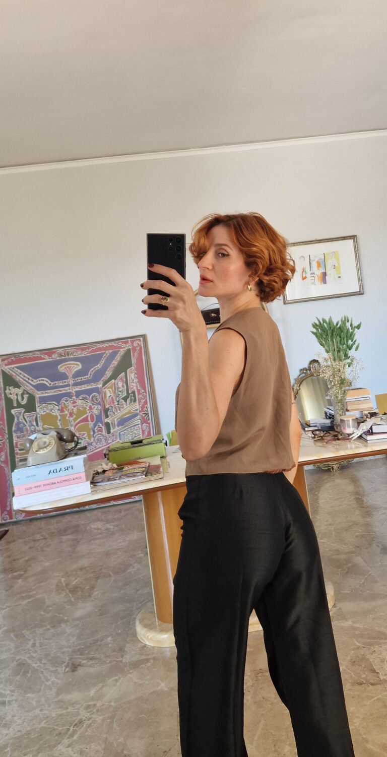 Gilet vintage in misto seta ricamato - immagine 3