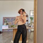 Pantaloni neri in shantung di seta foderati tg 38/40