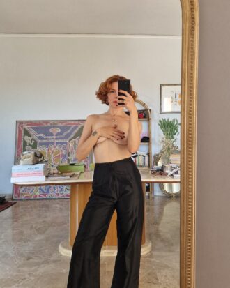 Pantaloni neri in shantung di seta foderati tg 38/40