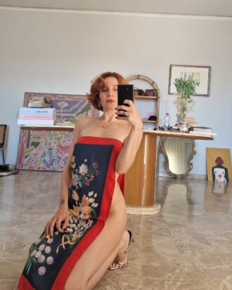 GUCCI Vintage foulard in Pura Seta stampa floreale
