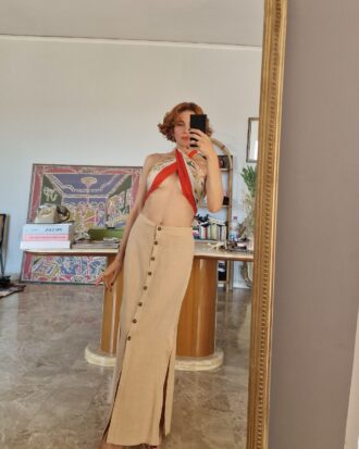 Gonna lunga in Puro Lino beige