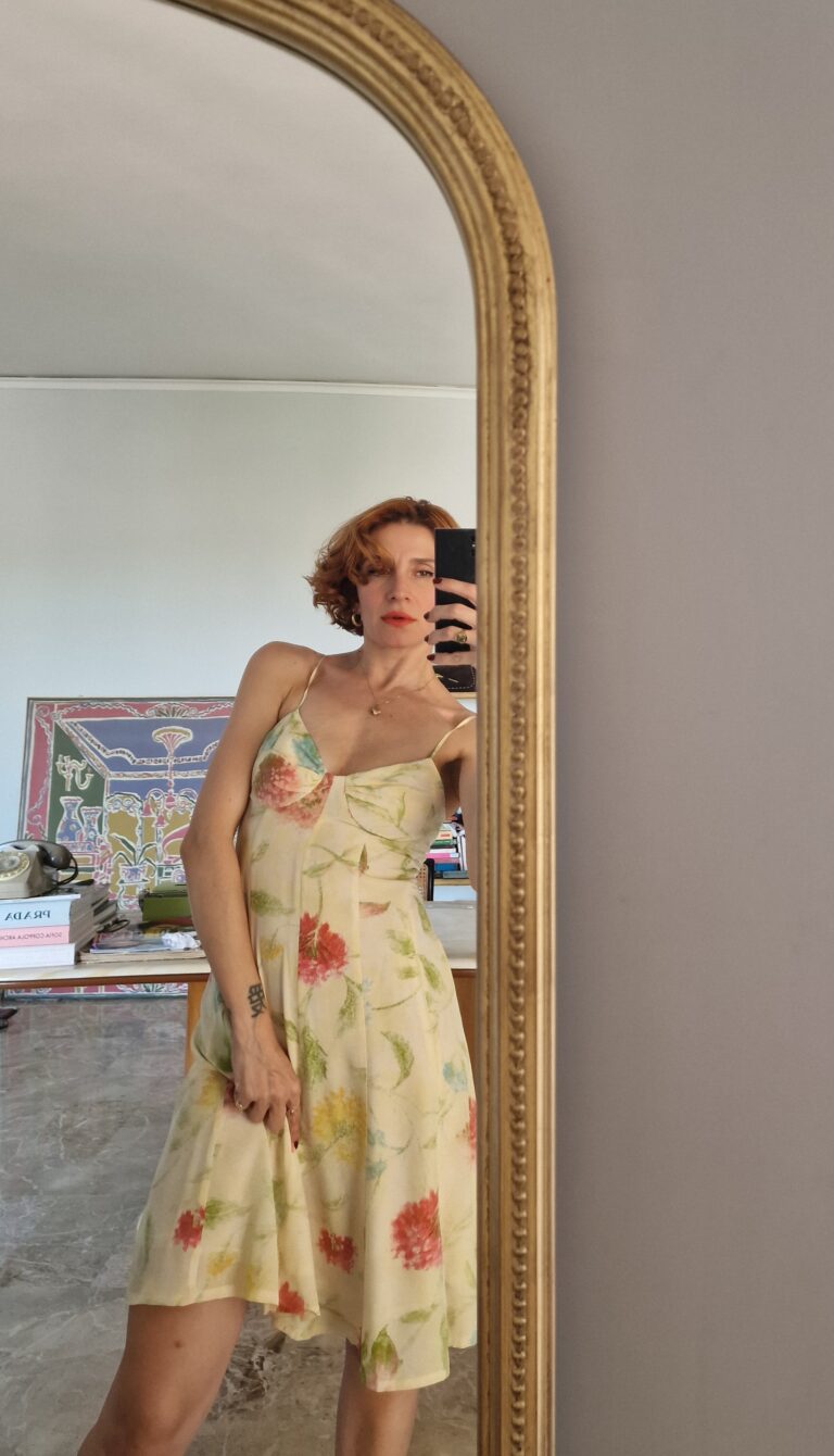 Abito vintage anni 90 in Pura Seta floral print tg 40