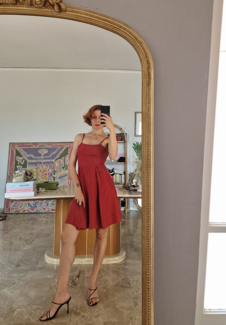 Abito vintage by New York Industrie in seta a Pois - immagine 2