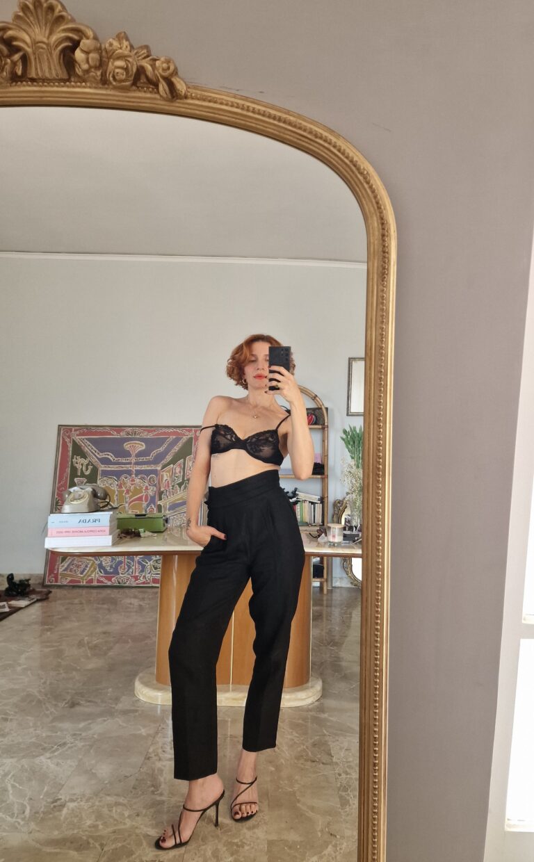 The Perfect black tuxedo Pants : vintage in Puro Lino by Marella