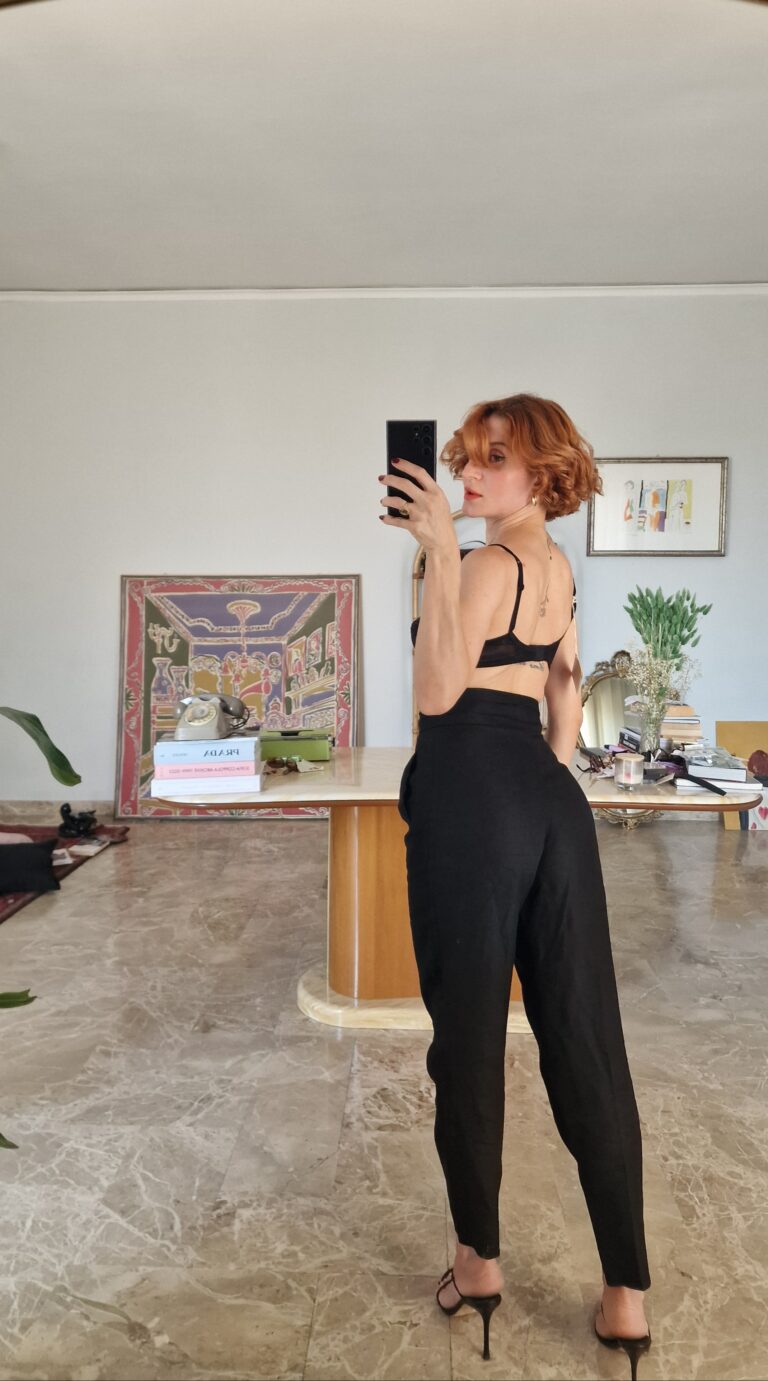 The Perfect black tuxedo Pants : vintage in Puro Lino by Marella - immagine 7