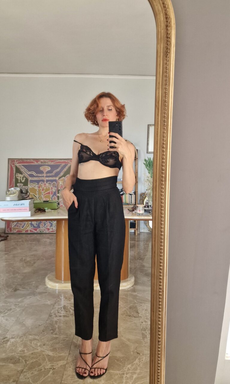 The Perfect black tuxedo Pants : vintage in Puro Lino by Marella - immagine 4