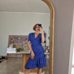 Completo vintage in Pura Seta blu indaco by Cacharel