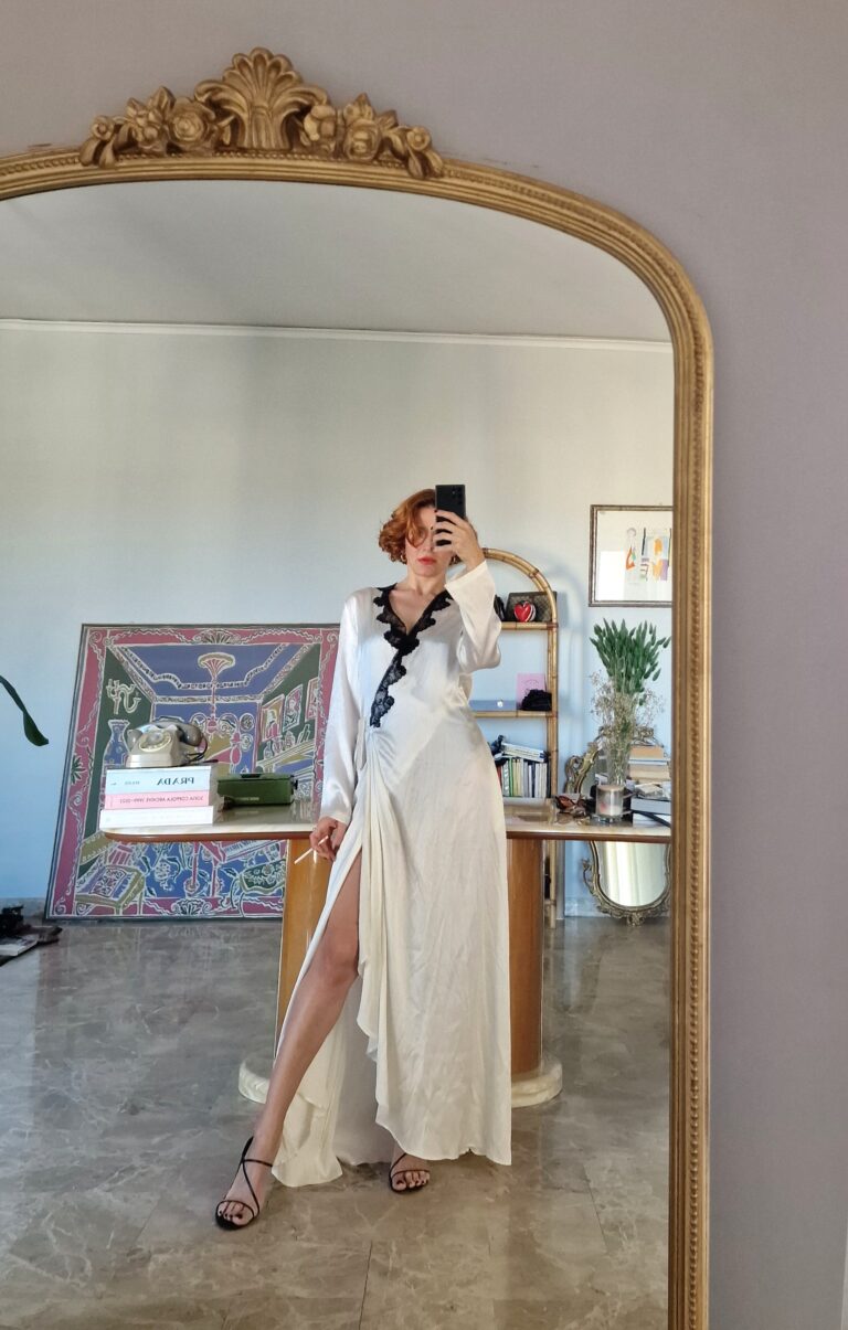 Vestaglia vintage new old stock di Malizia by La Perla in Seta