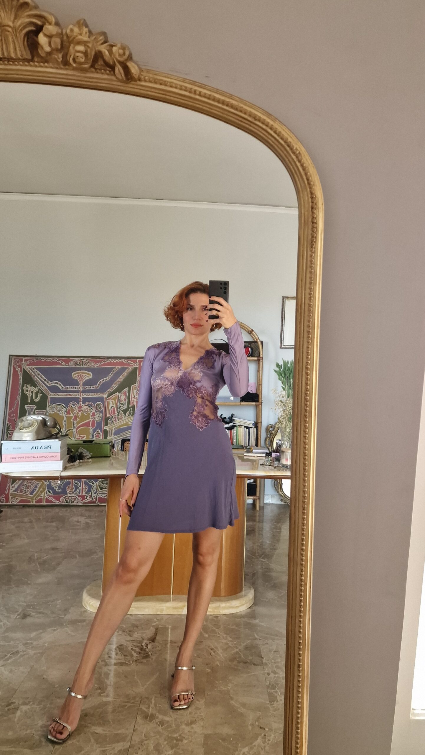 Abito vintage by La Perla prima linea in Seta e pizzo lilla sfumato - immagine 2