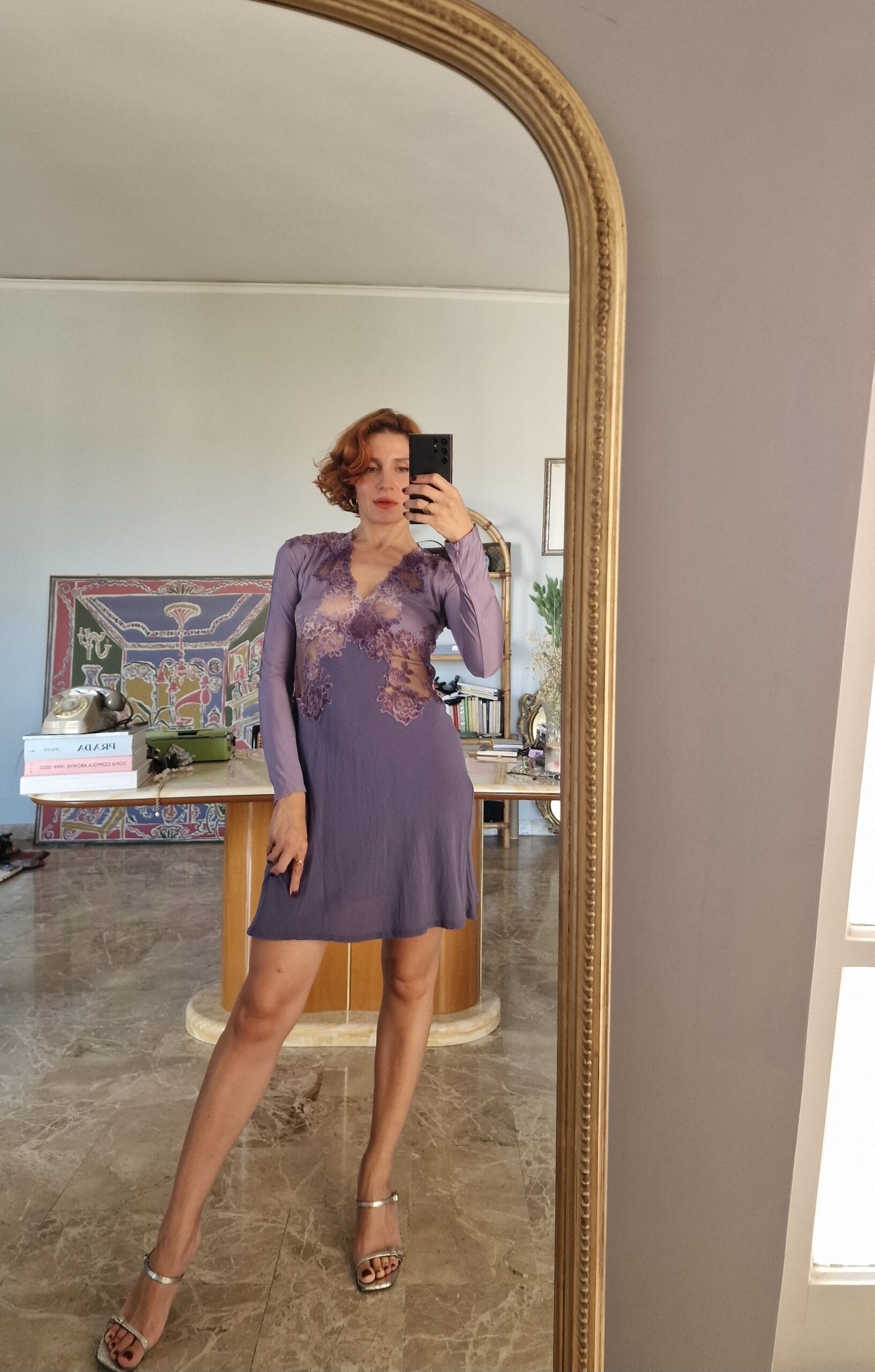 Abito vintage by La Perla prima linea in Seta e pizzo lilla sfumato - immagine 3