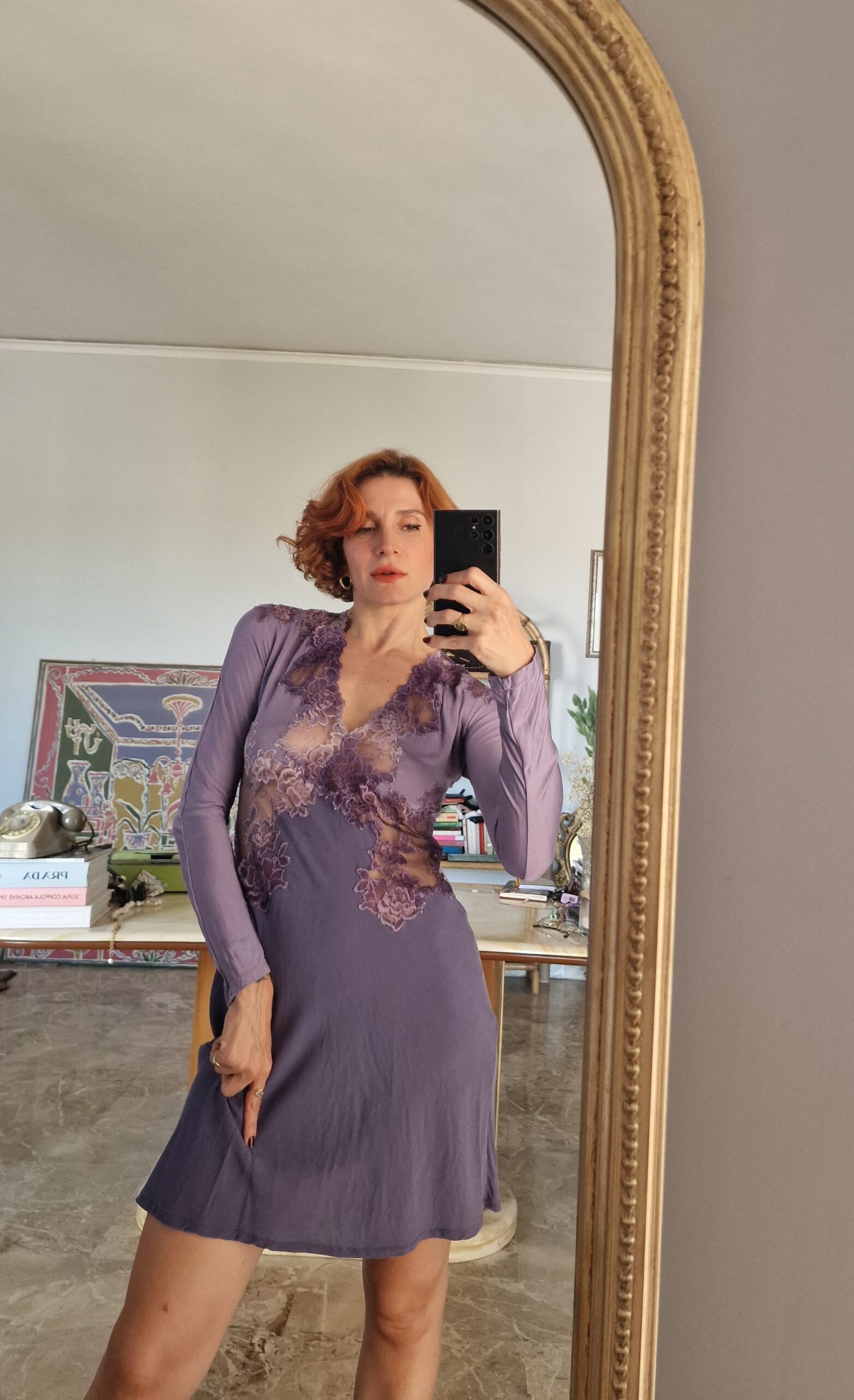 Abito vintage by La Perla prima linea in Seta e pizzo lilla sfumato