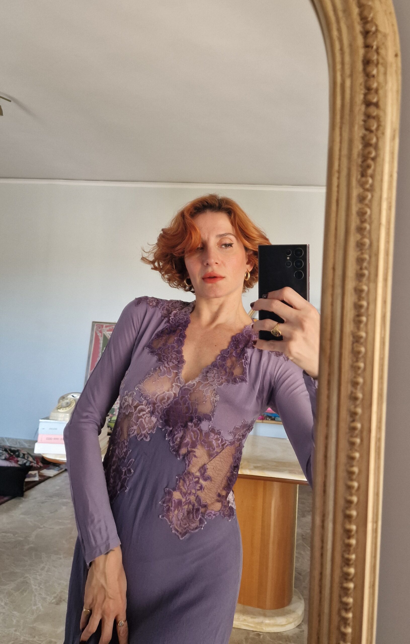 Abito vintage by La Perla prima linea in Seta e pizzo lilla sfumato - immagine 5
