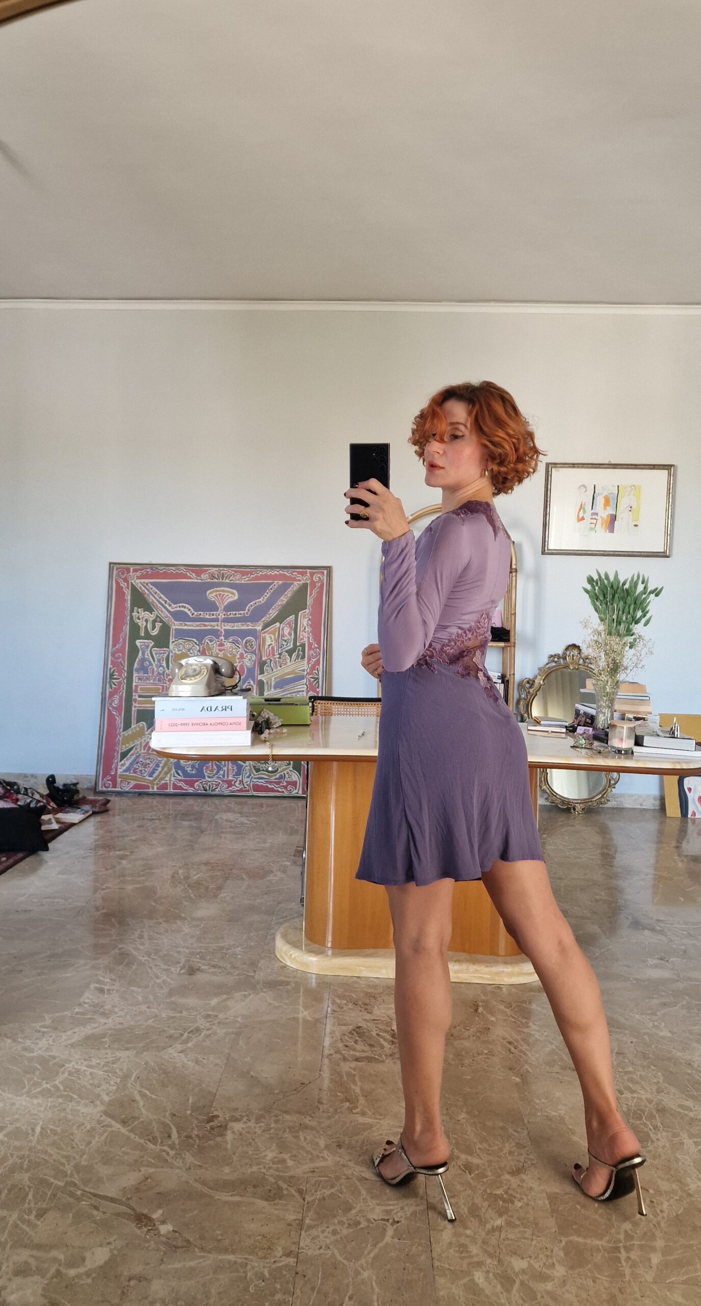 Abito vintage by La Perla prima linea in Seta e pizzo lilla sfumato - immagine 6