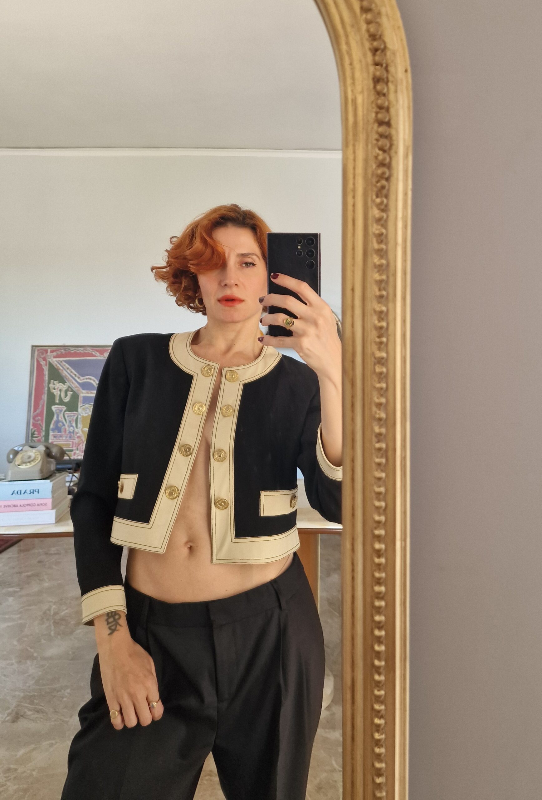 Moschino vintage bolero jacket black& white