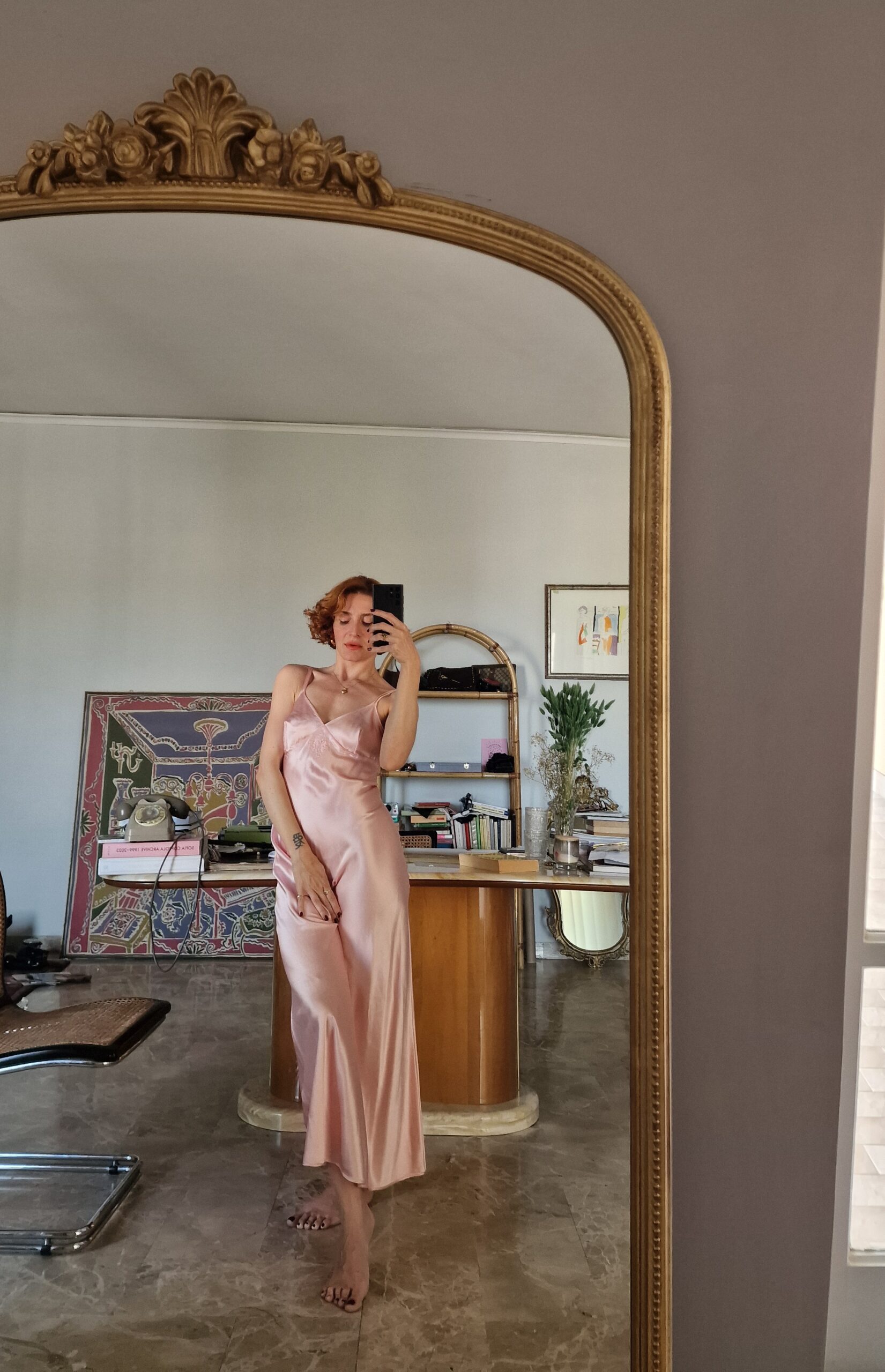 Slip dress rosa in 100% Seta liquida Malizia by La Perla tg 42/44 - immagine 5