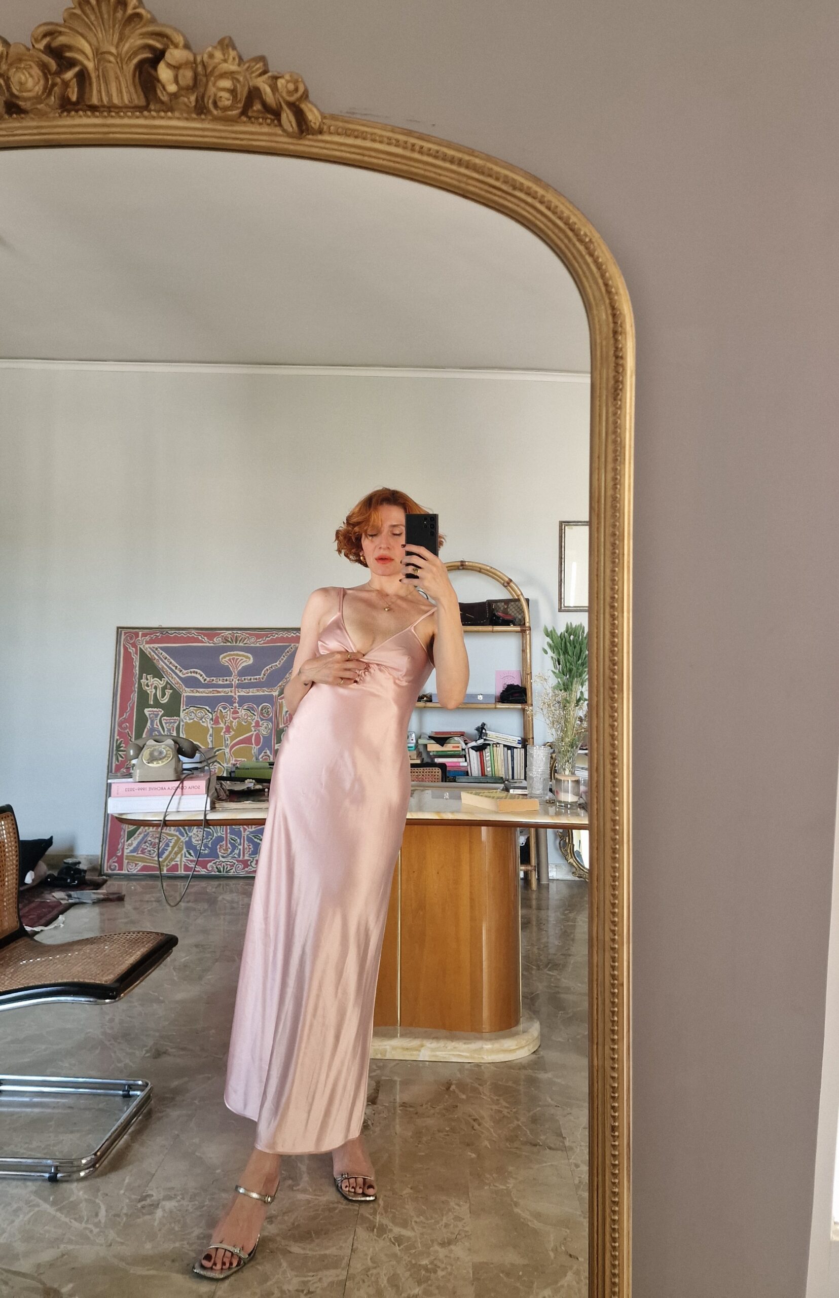 Slip dress rosa in 100% Seta liquida Malizia by La Perla tg 42/44