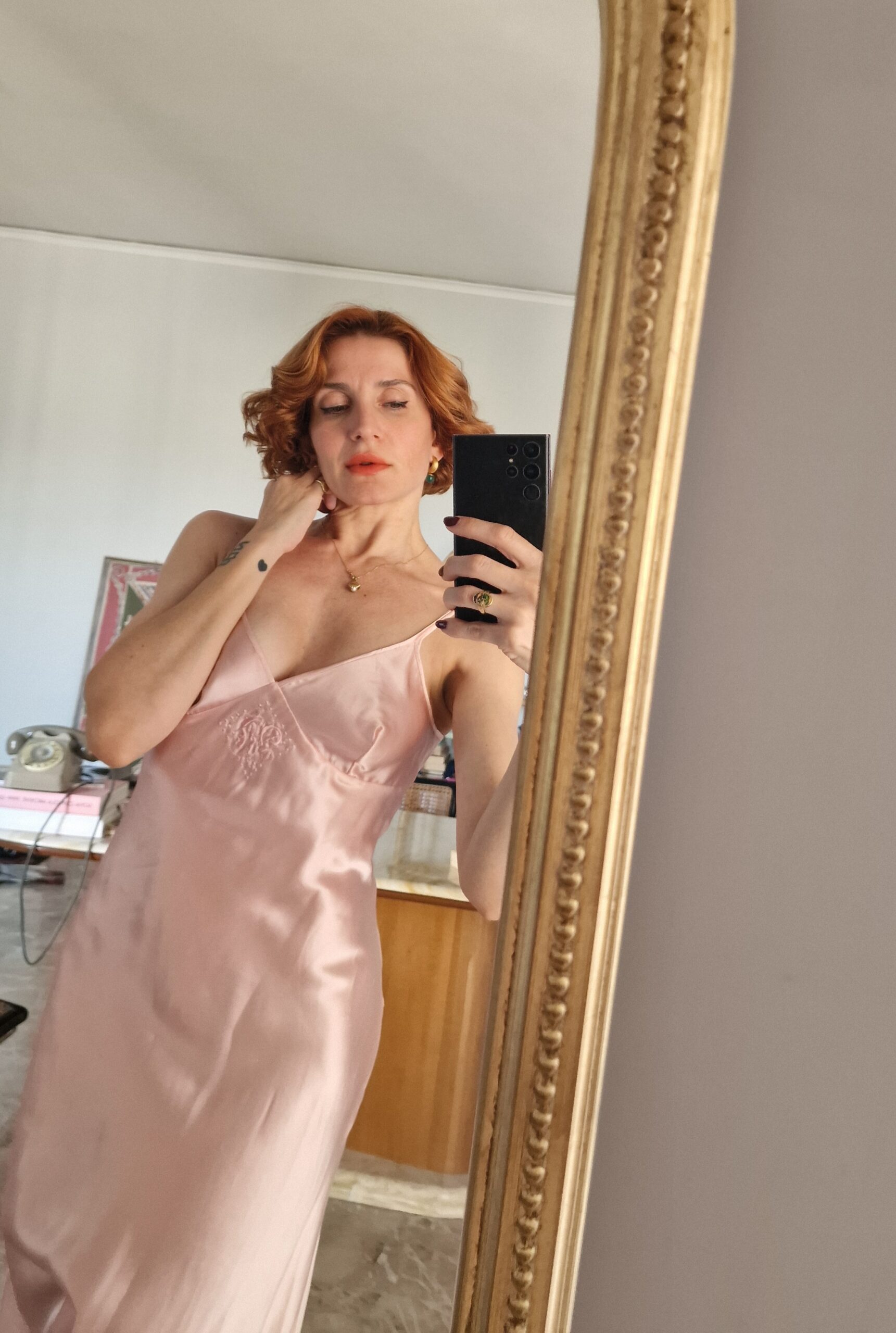 Slip dress rosa in 100% Seta liquida Malizia by La Perla tg 42/44 - immagine 2