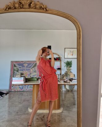 Lancetti Alta moda vintage d'archivio anni 70 polka dress
