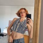 Gilet vintage in denim a righe