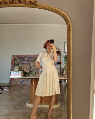 Abito cimelio vintage Sartoriale in Pura Seta bianco burro